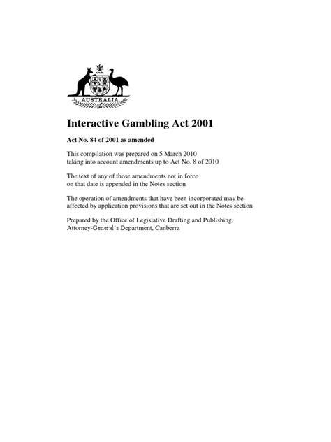 IGA 2001 Australian Gambling Law