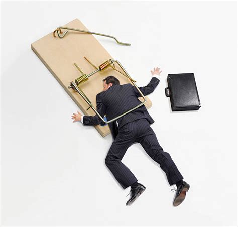 Metaphorical image of a person avoiding a trap or pitfall
