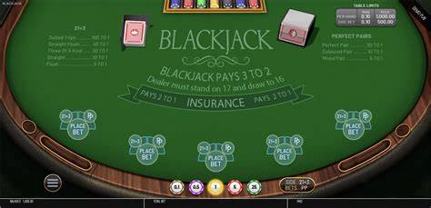 Online blackjack game screen