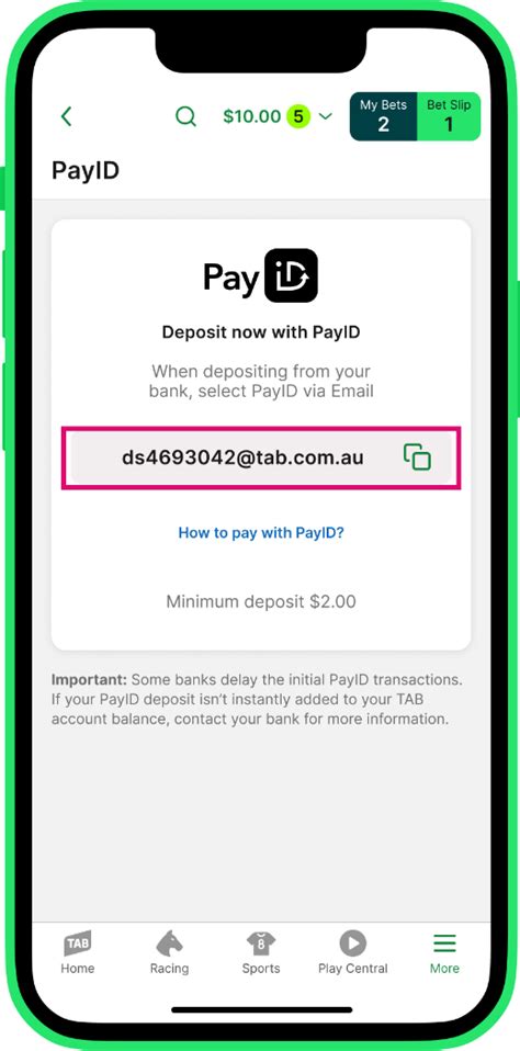 Visual representation of PayID deposit steps