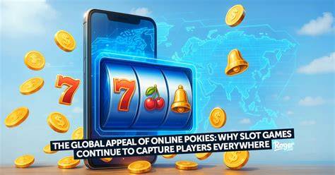 Abstract depiction of future online pokie technology with holographic elements and advanced graphics.