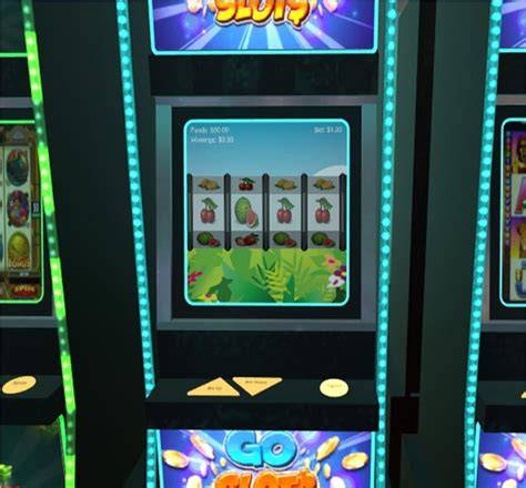 A person wearing a VR headset playing a slot machine